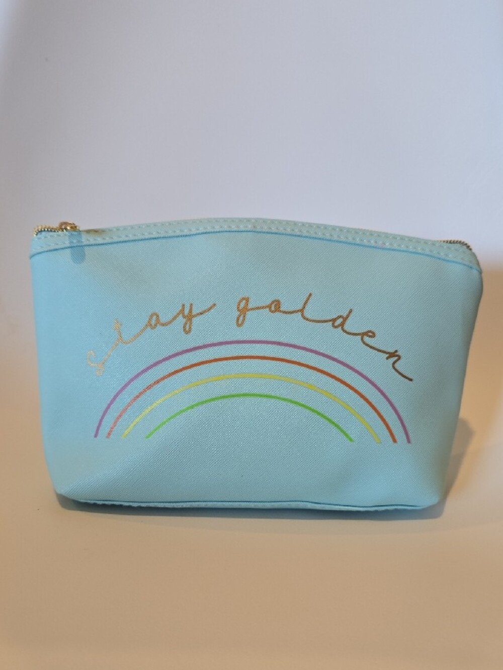 Ruby + Cash Light Blue 'Stay Golden' Rainbow Cosmetic Pouch